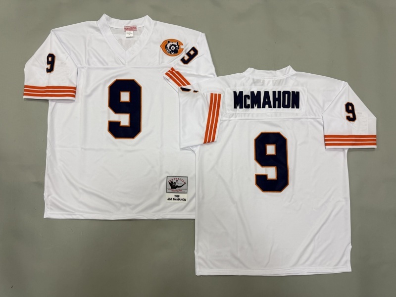 Men 2025 Nike Chicago Bears #9 Mcmahon White Throwback Limited NFL Jersey style 001